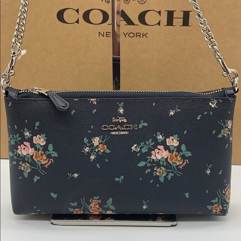 COACH ZIP TOP CROSSBODY WITH ROSE BOUQUET PRINT - Picture 12 of 16